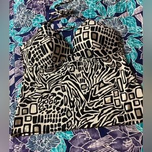 Be creative tankini top black and white silver size 14 38to40 cup sexy t…
